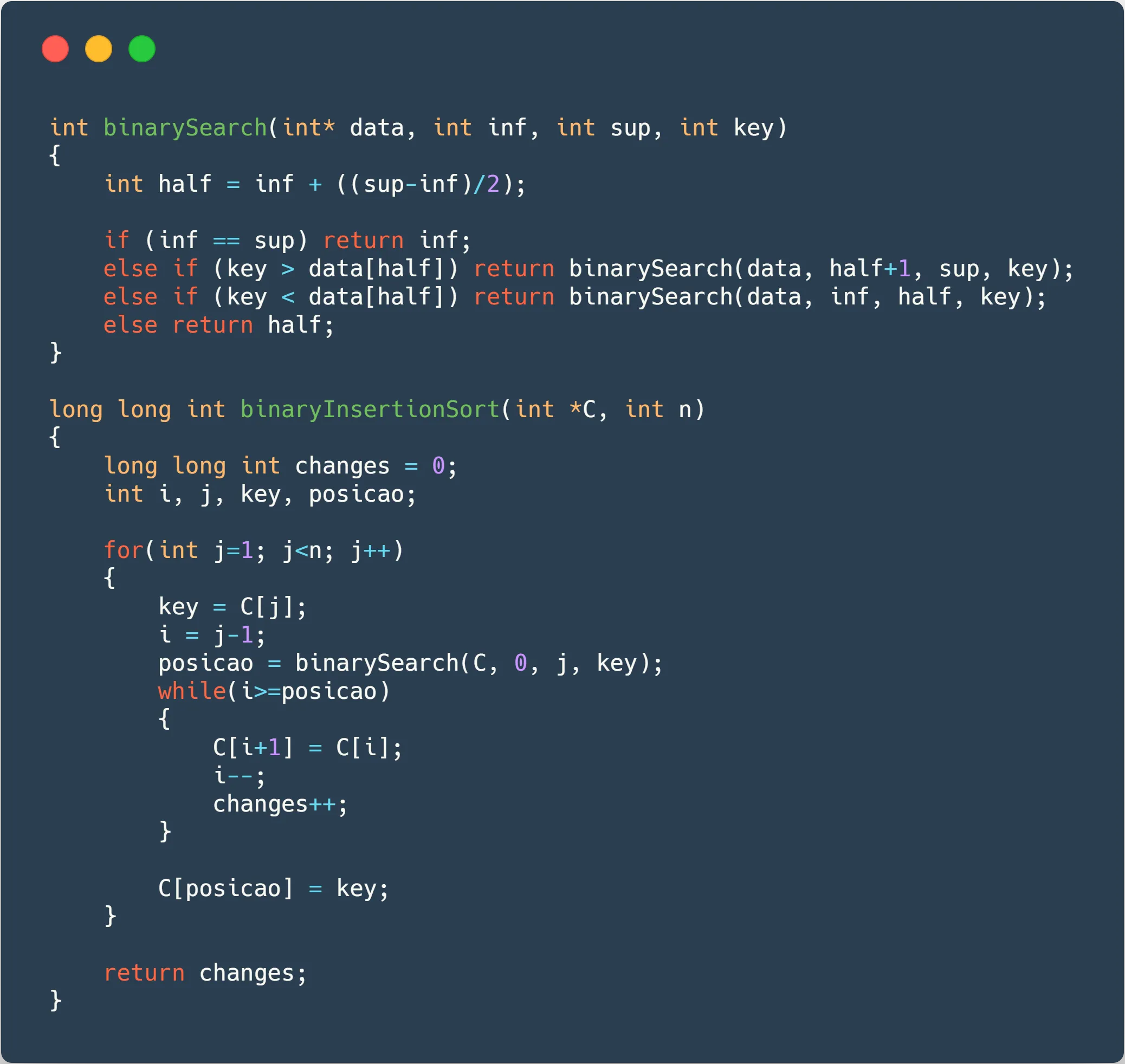 BinaryInsertionSortCode